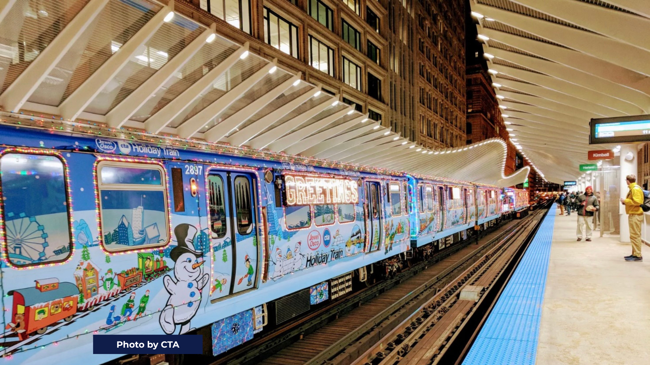 chicago cta santa train coming into station